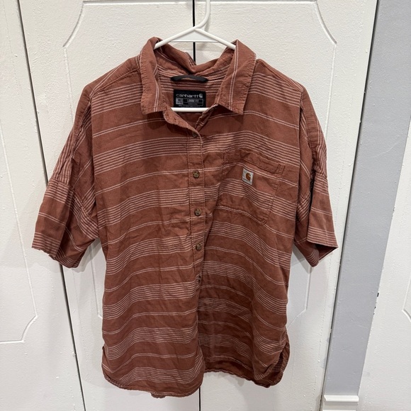 Carhartt Red Loose Fit Short Sleeve Button Down - Picture 1 of 11